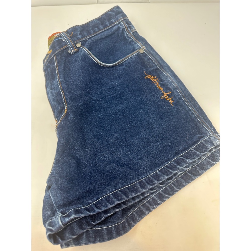 Vntg Platinum Fubu Women's Denim Shorts Fat Albert Rudy Davis Size 30 Y2K